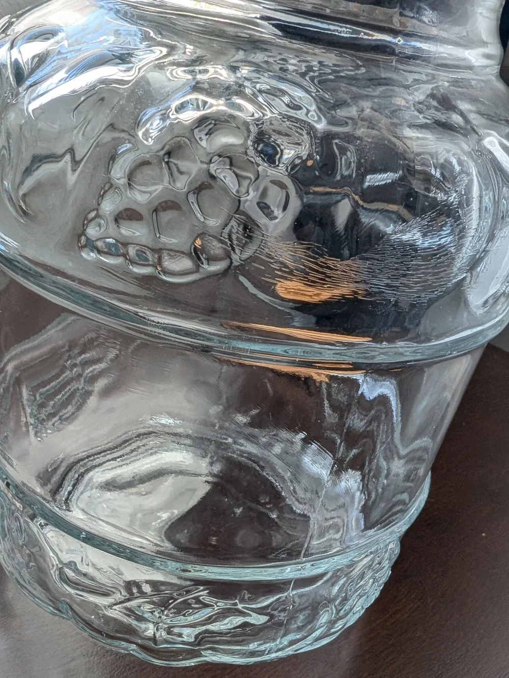 Vintage 1980s KIG Indonesia Clear Glass Storage Jar with Lid 11.5 Inches Fruit